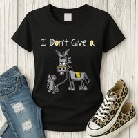 Mouse Walking A Donkey I DonT Give Rats Ass Mouse Womens T-Shirt