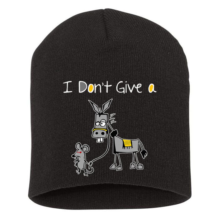 Mouse Walking A Donkey I DonT Give Rats Ass Mouse Short Acrylic Beanie