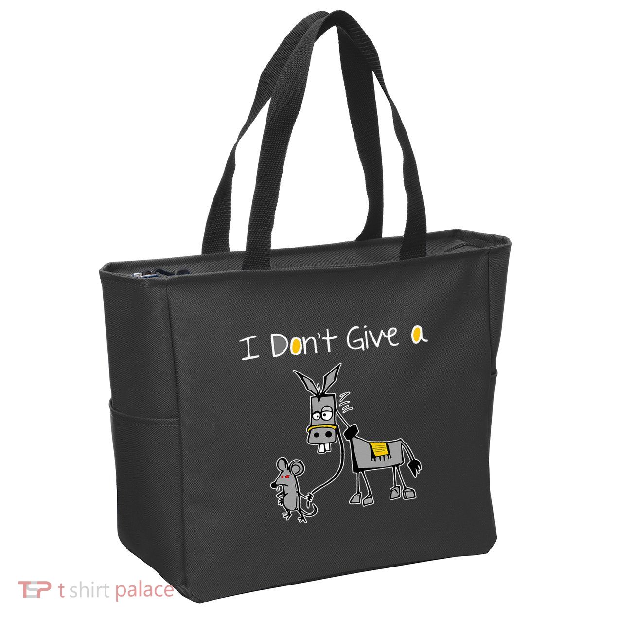 Mouse Walking A Donkey I DonT Give Rats Ass Mouse Zip Tote Bag
