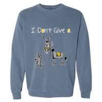 Mouse Walking A Donkey I DonT Give Rats Ass Mouse Garment-Dyed Sweatshirt