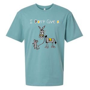 Mouse Walking A Donkey I DonT Give Rats Ass Mouse Sueded Cloud Jersey T-Shirt