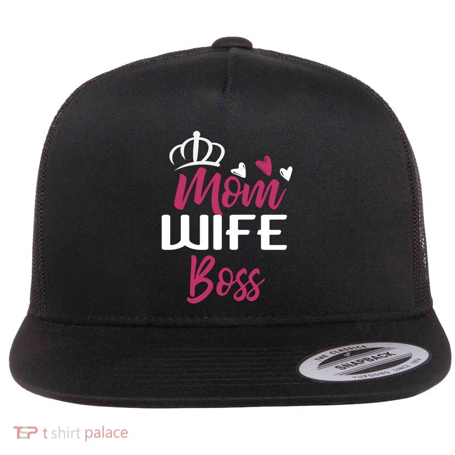 Mom Wife Boss Mom Boss Mom Boss Wife Boss Gift Flatbill Hat