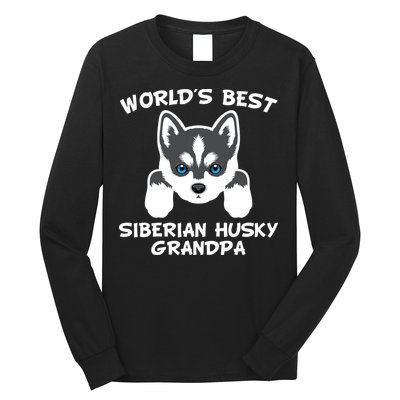 Men Worlds Best Siberian Husky Grandpa Dog Granddog Long Sleeve Shirt