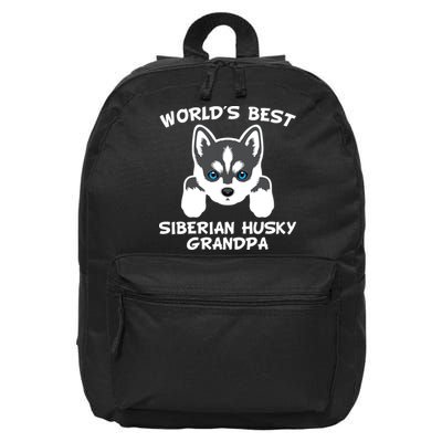 Men Worlds Best Siberian Husky Grandpa Dog Granddog 16 in Basic Backpack