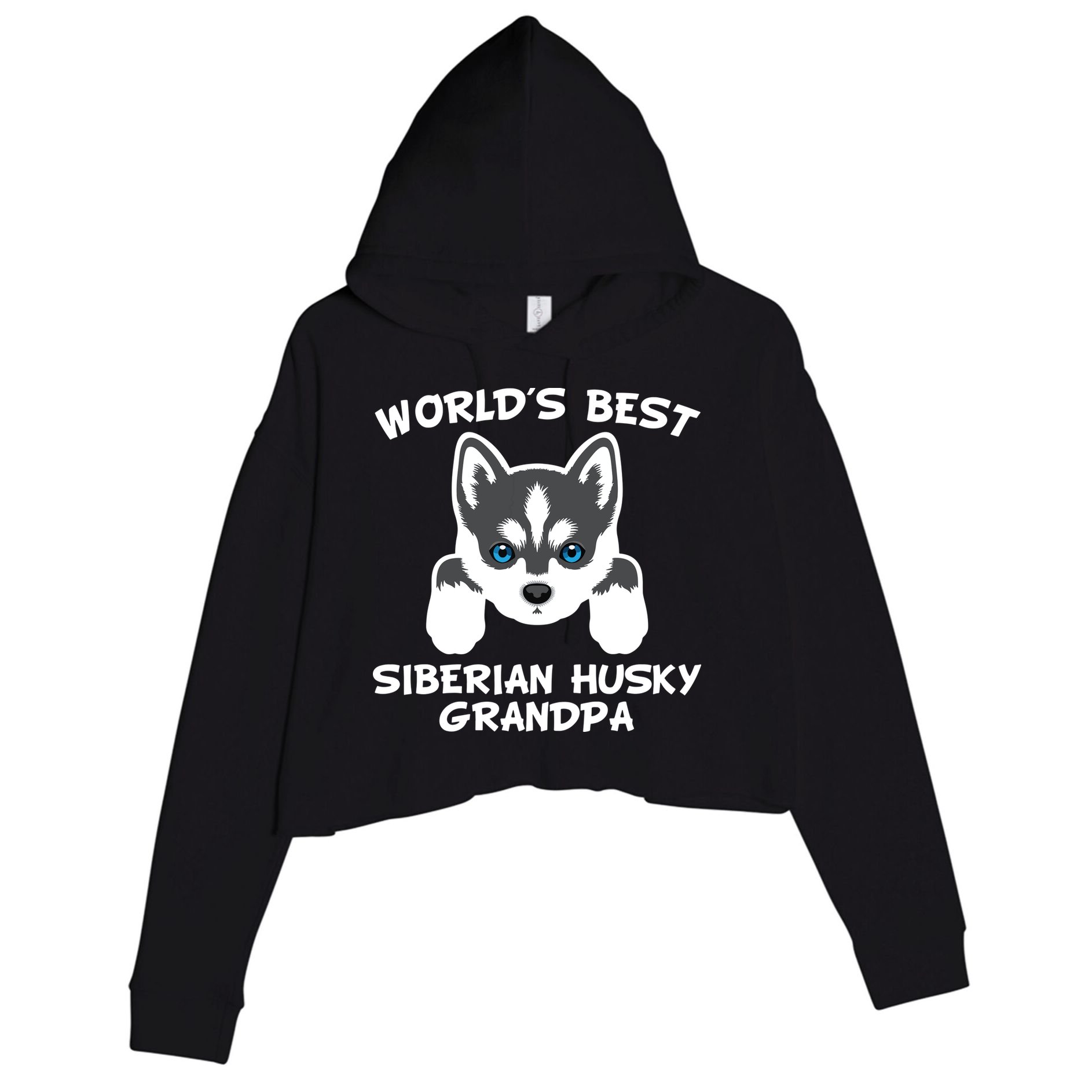 Men Worlds Best Siberian Husky Grandpa Dog Granddog Crop Fleece Hoodie
