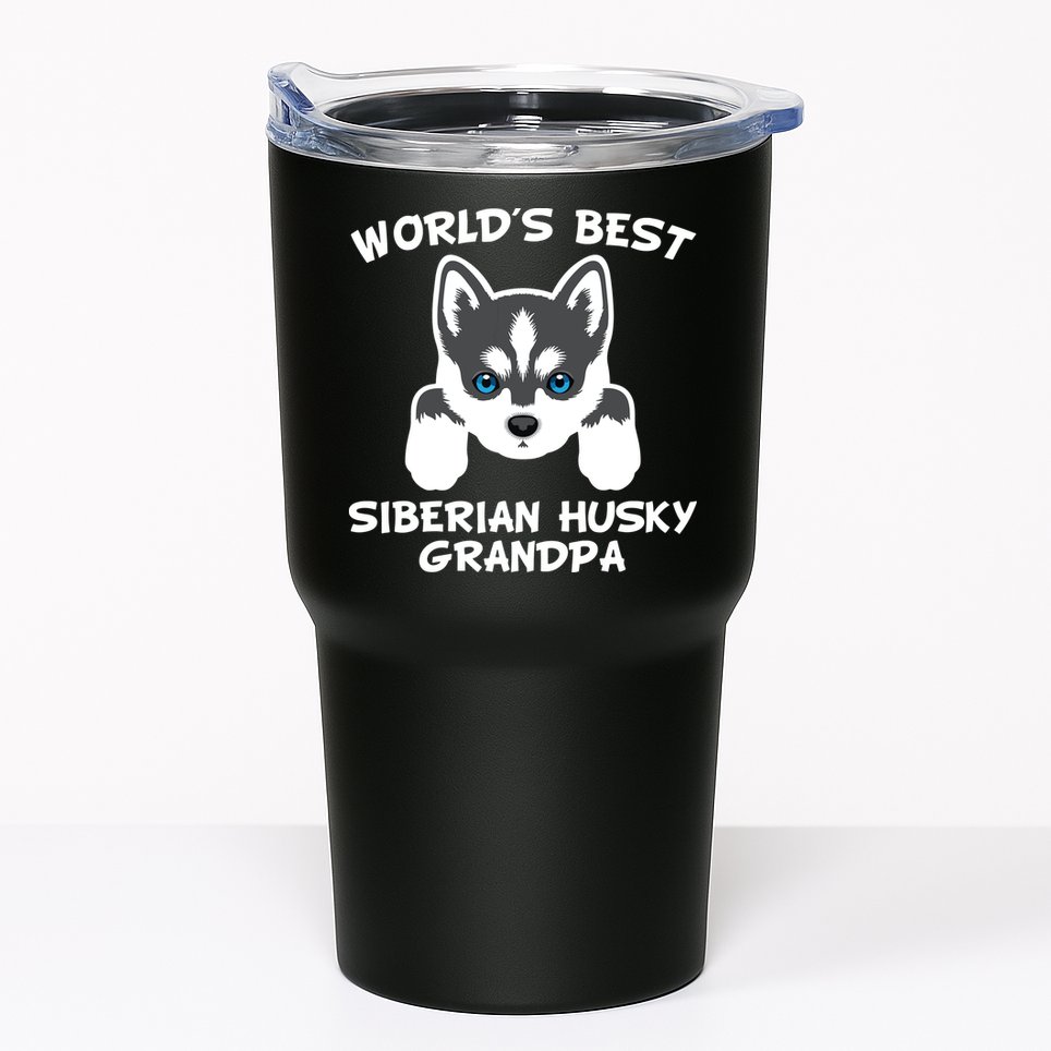 Men Worlds Best Siberian Husky Grandpa Dog Granddog Tumbler