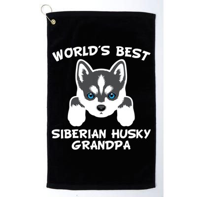 Men Worlds Best Siberian Husky Grandpa Dog Granddog Golf Towel
