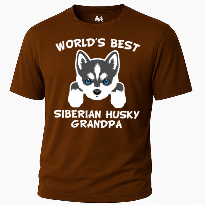 Men Worlds Best Siberian Husky Grandpa Dog Granddog Cooling Performance Crew T-Shirt