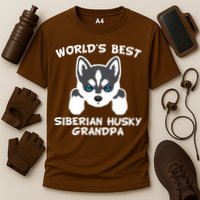 Men Worlds Best Siberian Husky Grandpa Dog Granddog Cooling Performance Crew T-Shirt