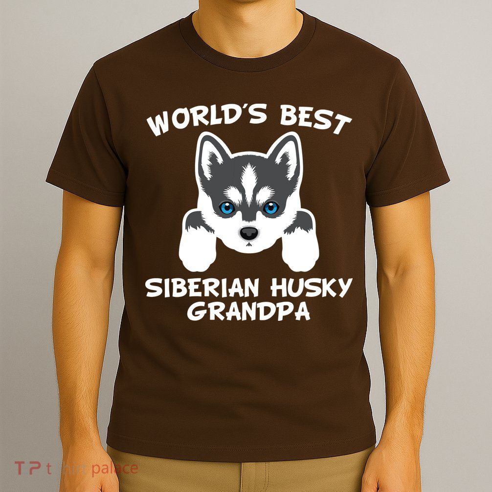 Men Worlds Best Siberian Husky Grandpa Dog Granddog T-Shirt
