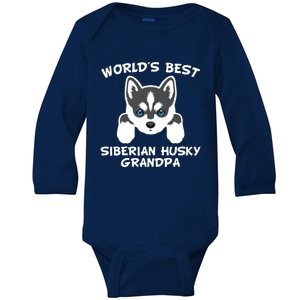 Men Worlds Best Siberian Husky Grandpa Dog Granddog Baby Long Sleeve Bodysuit