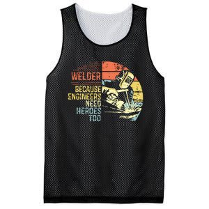 Men Welder Because Engineers Need Heroes Too Gifts Funny Welding Mesh Reversible Basketball Jersey Tank