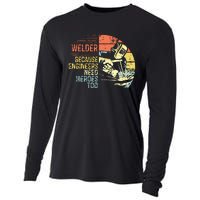 Men Welder Because Engineers Need Heroes Too Gifts Funny Welding Cooling Performance Long Sleeve Crew