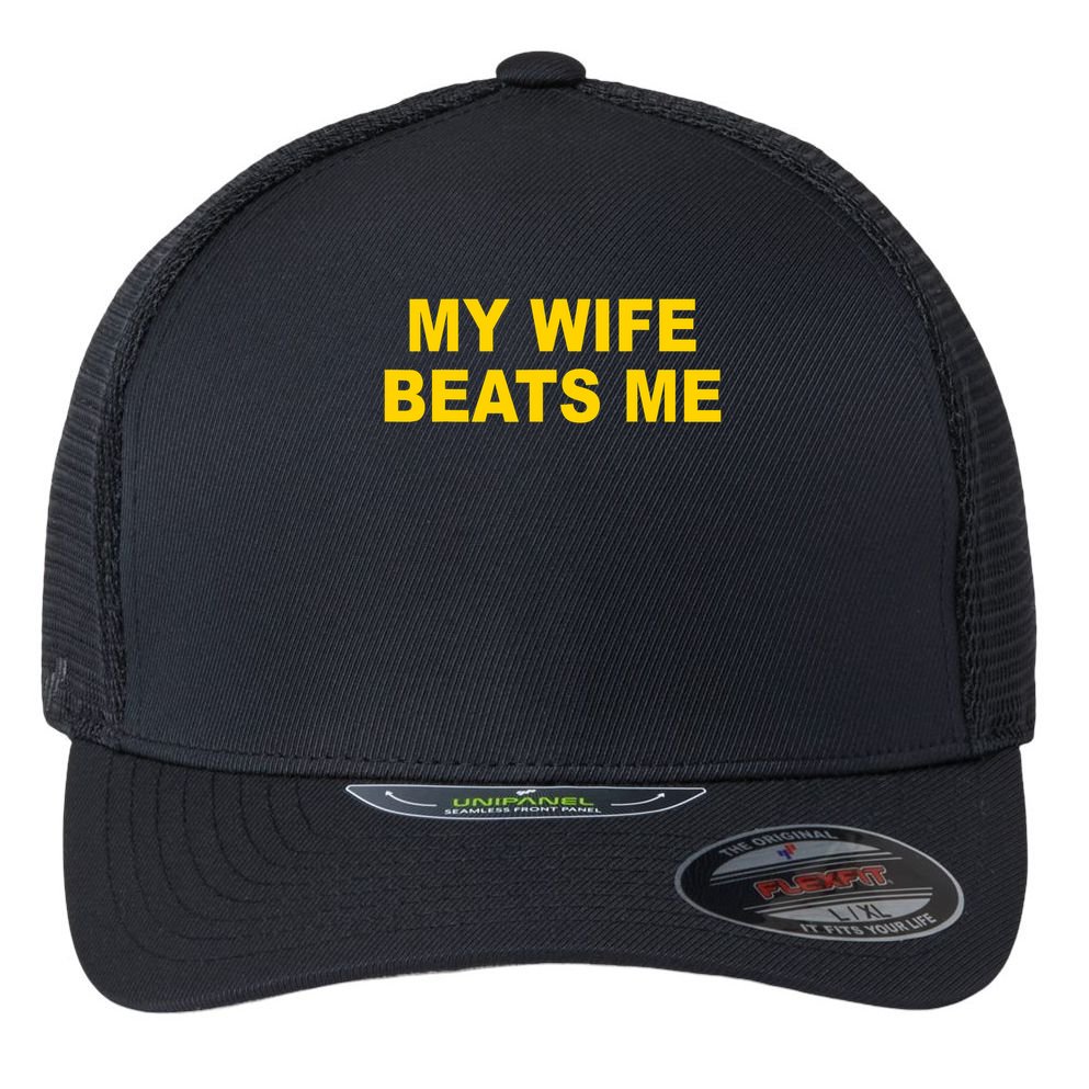 My Wife Beats Me Flexfit Unipanel Trucker Cap