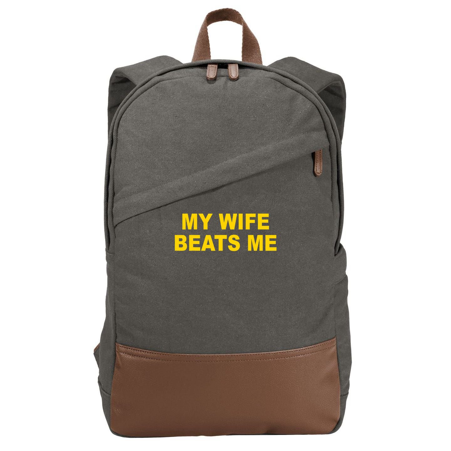 My Wife Beats Me Cotton Canvas Backpack