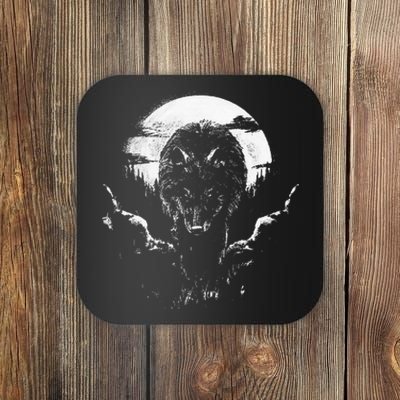 Mysterious World Beauty Wild Lone Nature Lovers Forest Wolf Coaster