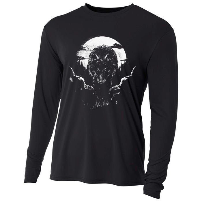 Mysterious World Beauty Wild Lone Nature Lovers Forest Wolf Cooling Performance Long Sleeve Crew