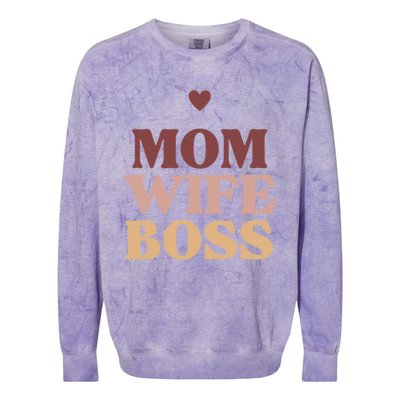 Mom Wife Boss Gift Colorblast Crewneck Sweatshirt