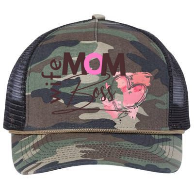 Mom Wife Boss MotherS Day Retro Rope Trucker Hat Cap