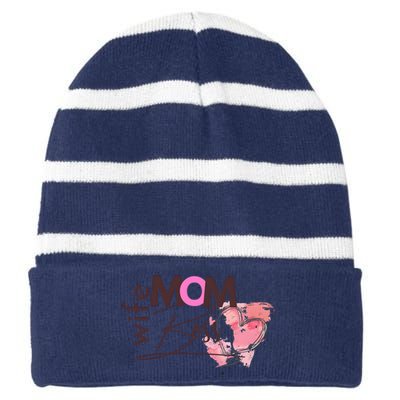 Mom Wife Boss MotherS Day Striped Beanie with Solid Band