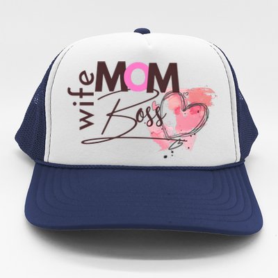 Mom Wife Boss MotherS Day Trucker Hat