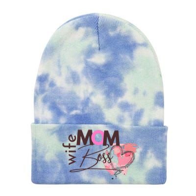 Mom Wife Boss MotherS Day Tie Dye 12in Knit Beanie