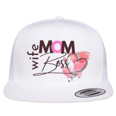 Mom Wife Boss MotherS Day Flat Bill Trucker Hat