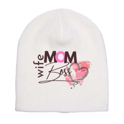 Mom Wife Boss MotherS Day Short Acrylic Beanie