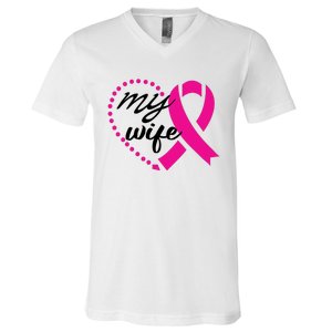 My Wife Breast Cancer Awareness V-Neck T-Shirt