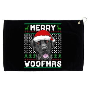 Merry Woofmas Black Lab Christmas Dog Lover Xmas Cool Gift Grommeted Golf Towel