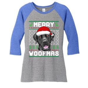 Merry Woofmas Black Lab Christmas Dog Lover Xmas Cool Gift Women's Tri-Blend 3/4-Sleeve Raglan Shirt