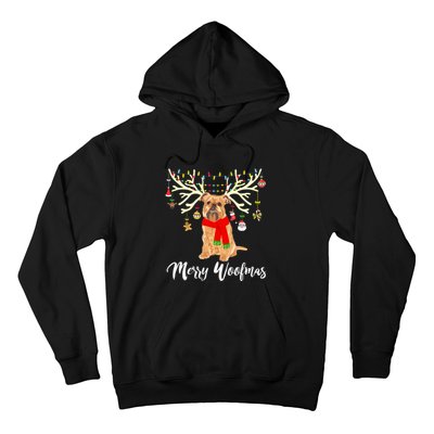 Merry Woofmas Brussels Griffon Reindeer Christmas Dog Hoodie