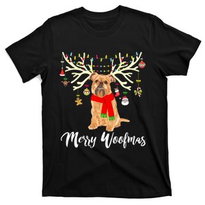 Merry Woofmas Brussels Griffon Reindeer Christmas Dog T-Shirt