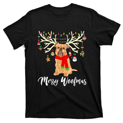 Merry Woofmas Brussels Griffon Reindeer Christmas Dog T-Shirt