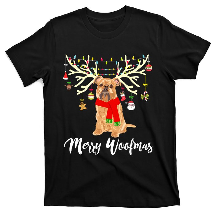 Merry Woofmas Brussels Griffon Reindeer Christmas Dog T-Shirt