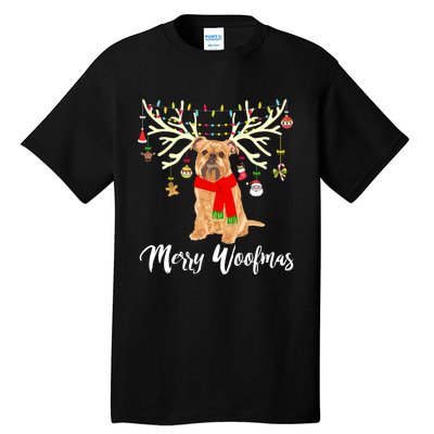 Merry Woofmas Brussels Griffon Reindeer Christmas Dog Tall T-Shirt