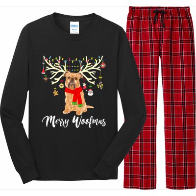 Merry Woofmas Brussels Griffon Reindeer Christmas Dog Long Sleeve Pajama Set