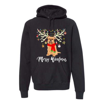 Merry Woofmas Brussels Griffon Reindeer Christmas Dog Premium Hoodie