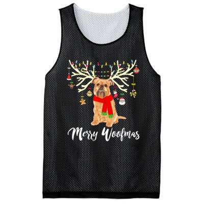 Merry Woofmas Brussels Griffon Reindeer Christmas Dog Mesh Reversible Basketball Jersey Tank