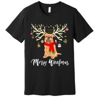 Merry Woofmas Brussels Griffon Reindeer Christmas Dog Premium T-Shirt