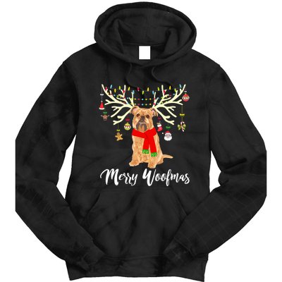 Merry Woofmas Brussels Griffon Reindeer Christmas Dog Tie Dye Hoodie