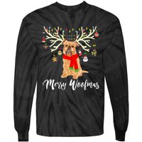 Merry Woofmas Brussels Griffon Reindeer Christmas Dog Tie-Dye Long Sleeve Shirt