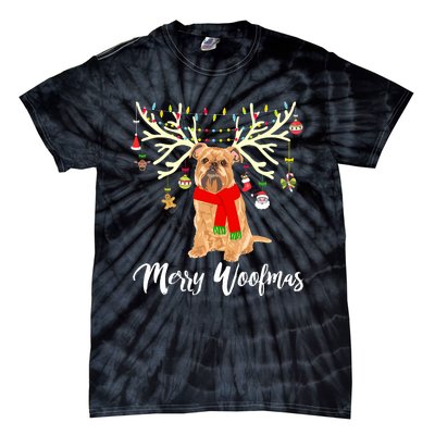 Merry Woofmas Brussels Griffon Reindeer Christmas Dog Tie-Dye T-Shirt