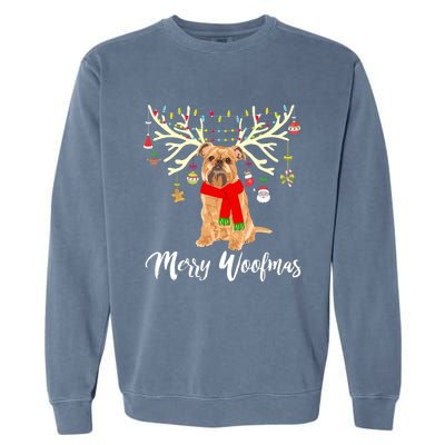 Merry Woofmas Brussels Griffon Reindeer Christmas Dog Garment-Dyed Sweatshirt