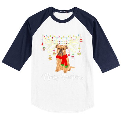 Merry Woofmas Brussels Griffon Reindeer Christmas Dog Baseball Sleeve Shirt