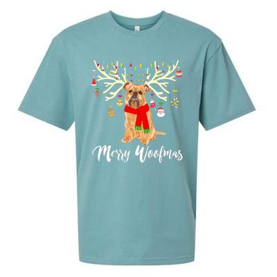 Merry Woofmas Brussels Griffon Reindeer Christmas Dog Sueded Cloud Jersey T-Shirt