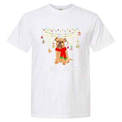 Merry Woofmas Brussels Griffon Reindeer Christmas Dog Garment-Dyed Heavyweight T-Shirt