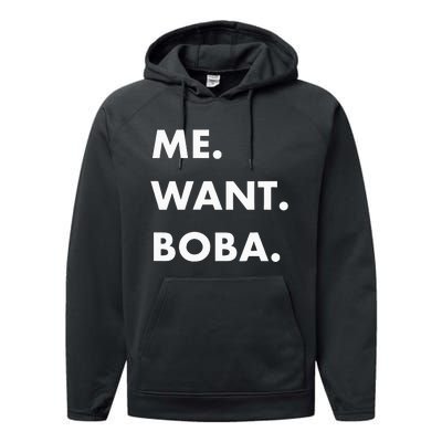 Me Want Boba Milk Tea Funny Asian Drink Performance Fleece Hoodie