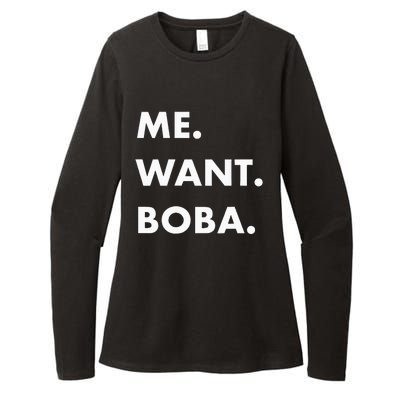 Me Want Boba Milk Tea Funny Asian Drink Womens CVC Long Sleeve Shirt