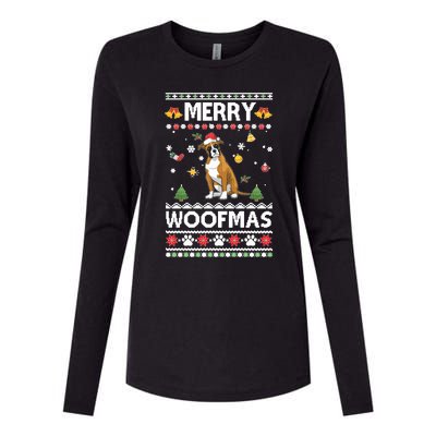 Merry Woofmas Boxer Santa Reindeer Ugly Christmas Xmas Sweatshirt Womens Cotton Relaxed Long Sleeve T-Shirt